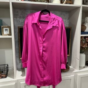 Satin button down dress